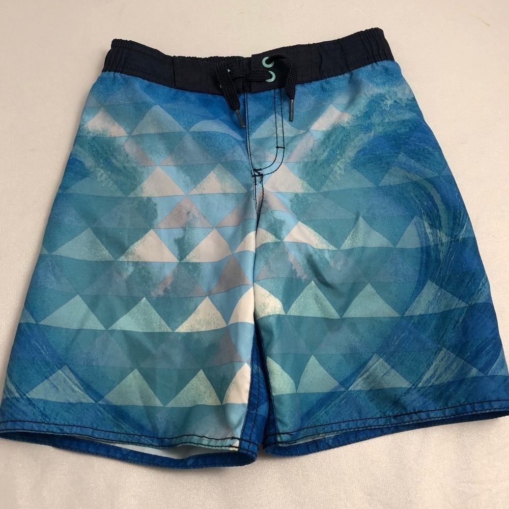 Old Navy blue green drawstring swim trunks S = 6/7